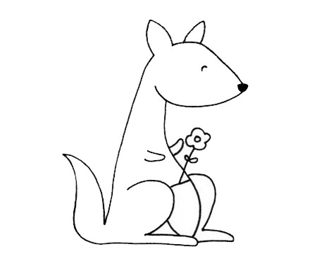 拿着一朵花的袋鼠简笔画