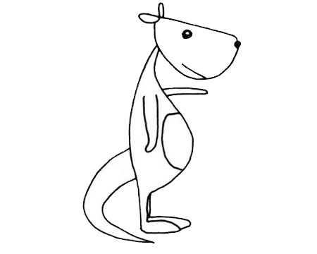 卡通风格的袋鼠简笔画