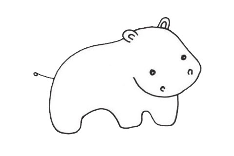 简单的小河马儿童画(可爱的小河马怎么画)