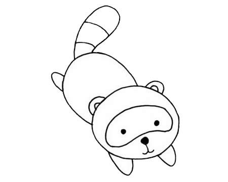 一组卡通小浣熊简笔画大全