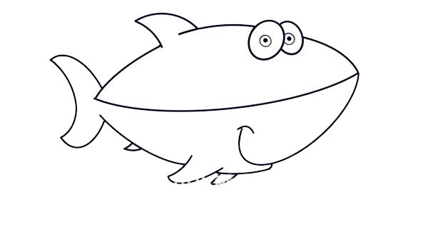 卡通鲨鱼简笔画的画法