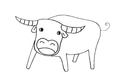 水牛儿童简笔画(水牛简笔画彩色可爱)