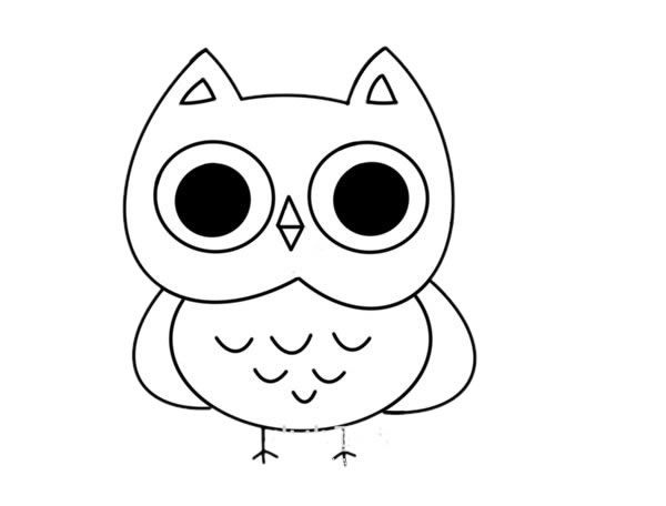 卡通猫头鹰简笔画步骤