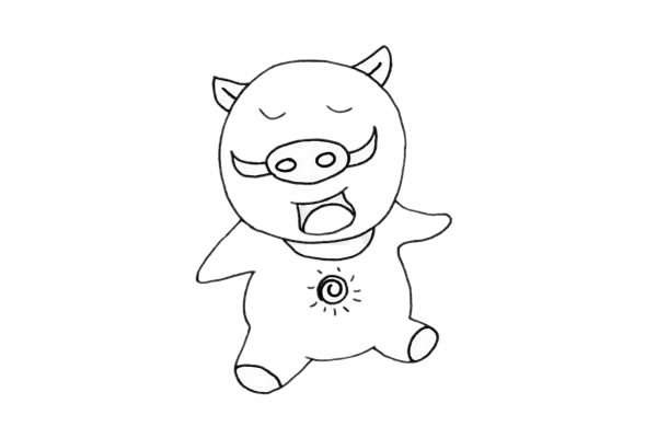 卡通野猪简笔画步骤