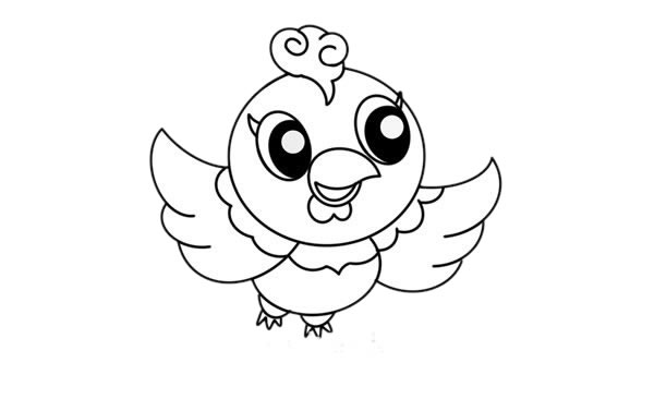 漂亮的卡通凤凰简笔画步骤