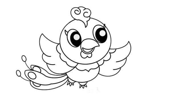 漂亮的卡通凤凰简笔画步骤