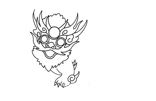 卡通年兽简笔画步骤