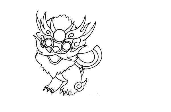 卡通年兽简笔画步骤