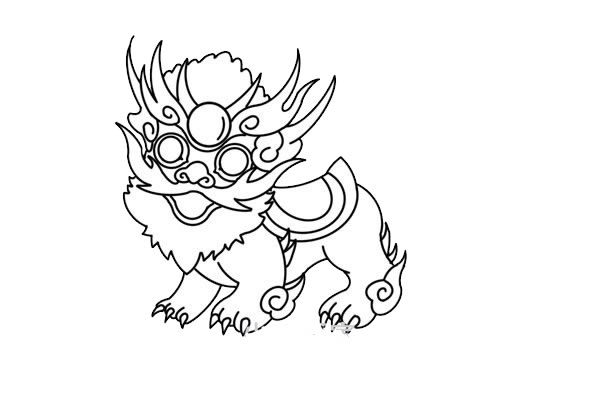 卡通年兽简笔画步骤