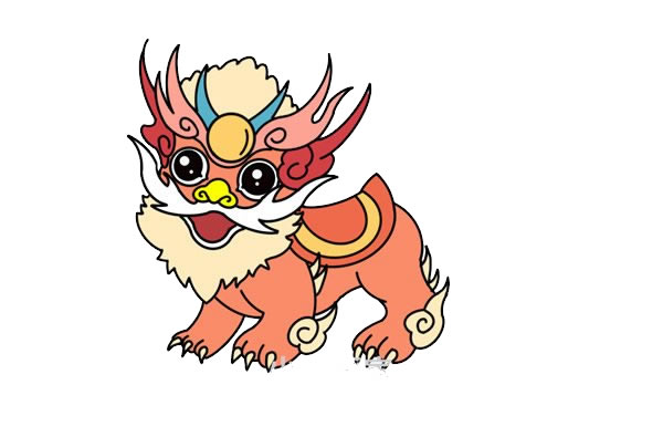 卡通年兽简笔画步骤