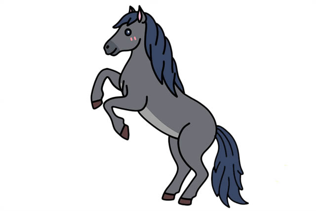 漂亮威风的骏马简笔画