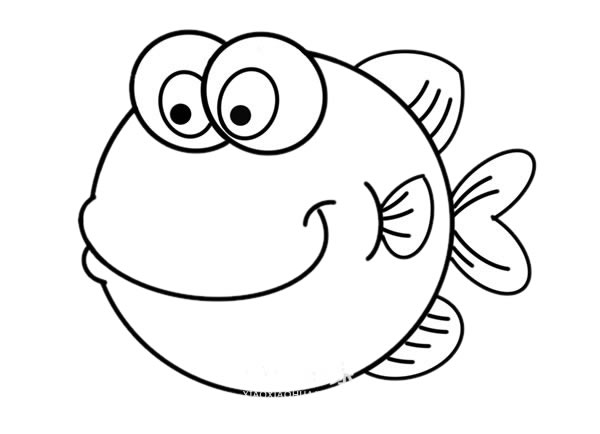 卡通胖头鱼简笔画画法