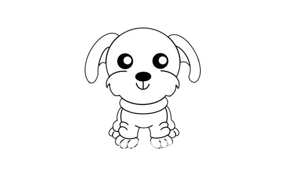 卡通贵宾犬简笔画的画法
