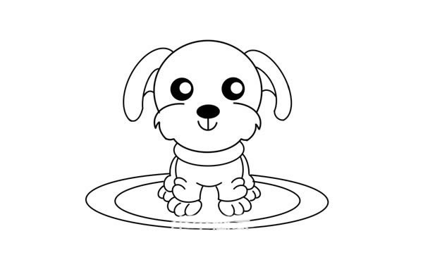 卡通贵宾犬简笔画的画法