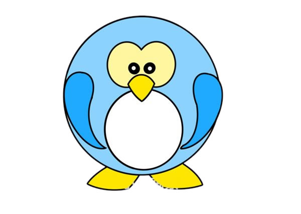 卡通圆圆的企鹅简笔画步骤