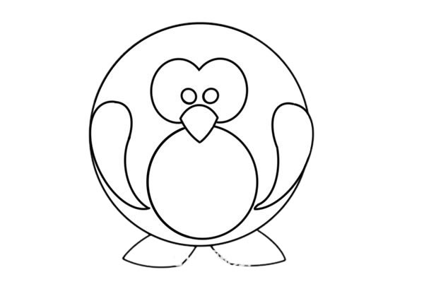 卡通圆圆的企鹅简笔画步骤