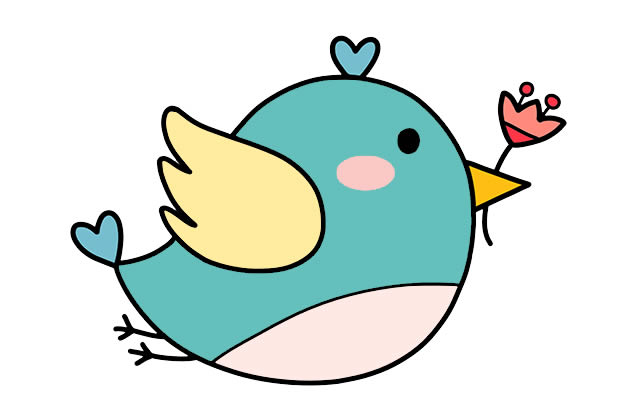 拿着小花的彩色小鸟简笔画 拿着小花的彩色小鸟简笔画