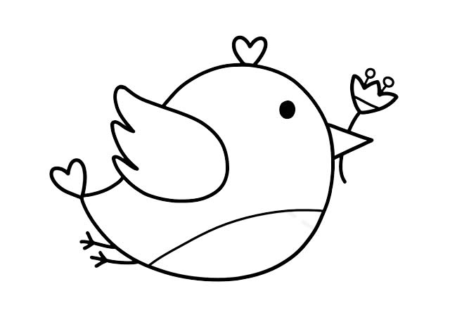 拿着小花的彩色小鸟简笔画 拿着小花的彩色小鸟简笔画