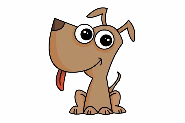 伸着舌头的卡通小狗简笔画步骤