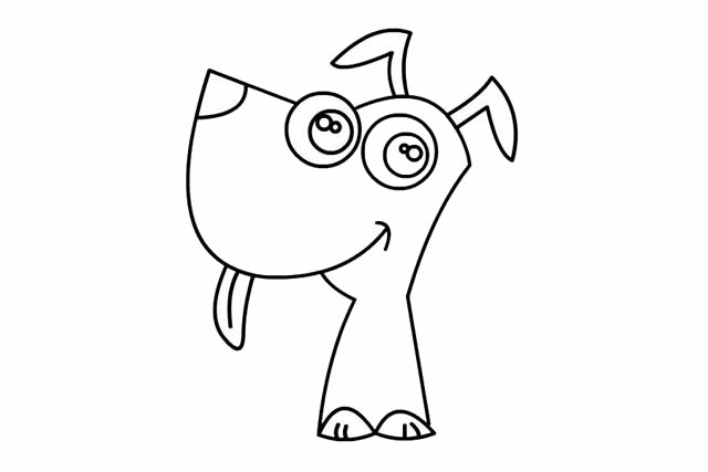 伸着舌头的卡通小狗简笔画步骤