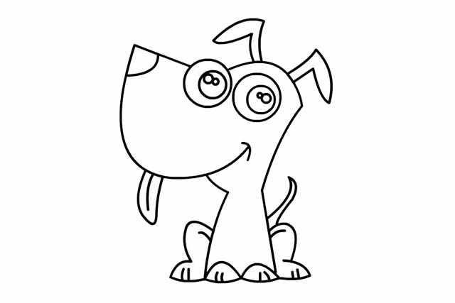 伸着舌头的卡通小狗简笔画步骤