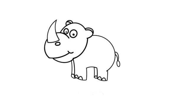 草地上的犀牛简笔画步骤