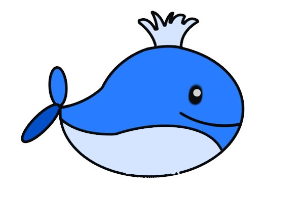 喷水的可爱鲸鱼简笔画