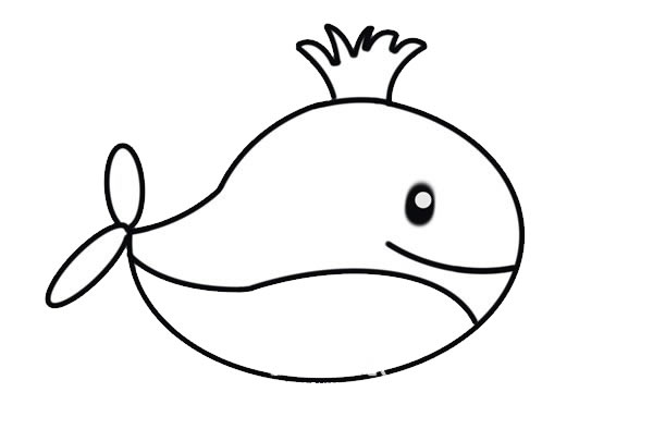 喷水的可爱鲸鱼简笔画