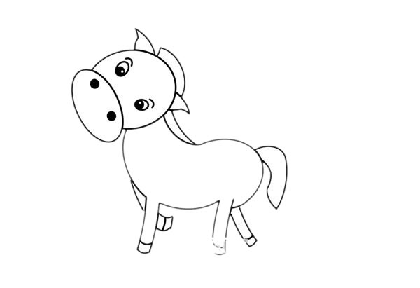 好奇的小马简笔画画法步骤