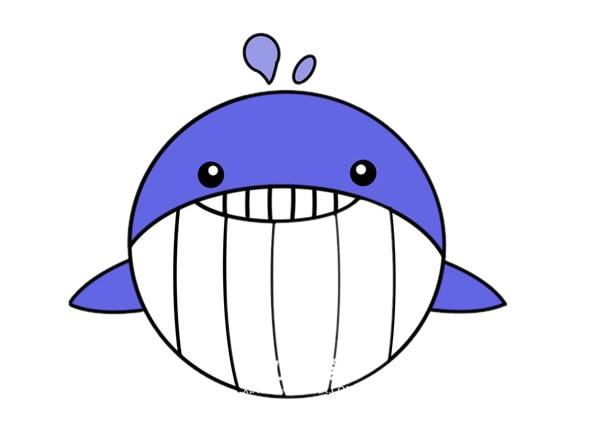 卡通鲸鱼简笔画画法步骤