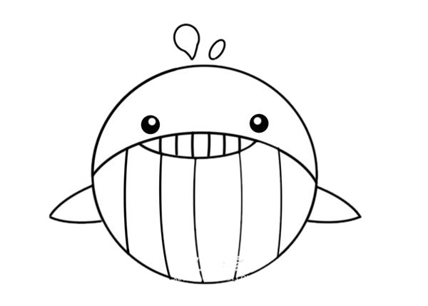 卡通鲸鱼简笔画画法步骤