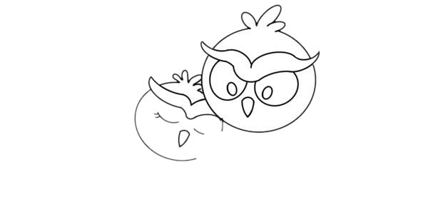 猫头鹰妈妈和宝宝卡通简笔画