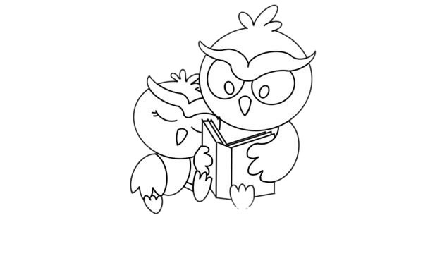 猫头鹰妈妈和宝宝卡通简笔画