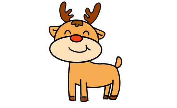 可爱的卡通驯鹿简笔画