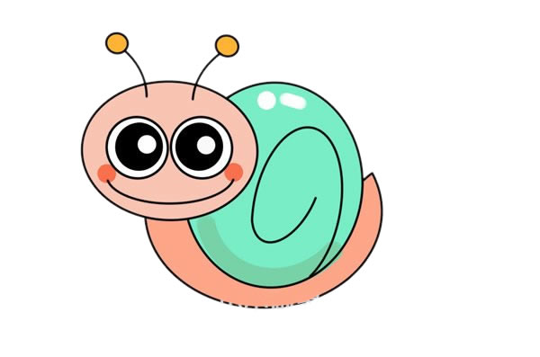 可爱的卡通蜗牛简笔画步骤