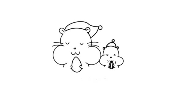 躺在床上的卡通仓鼠简笔画