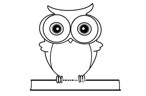 可爱呆萌猫头鹰简笔画步