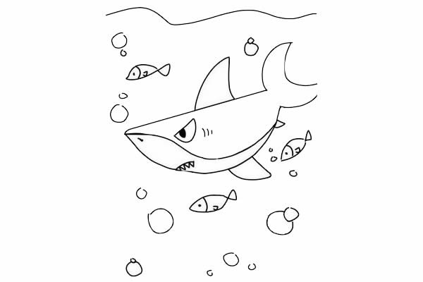 海底的大鲨鱼简笔画
