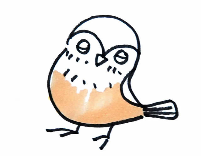 简单的水彩小鸟简笔画