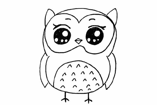 萌萌哒猫头鹰简笔画