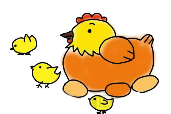 鸡妈妈和鸡宝宝简笔画步骤