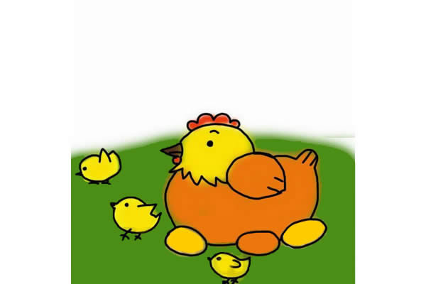 鸡妈妈和鸡宝宝简笔画步骤