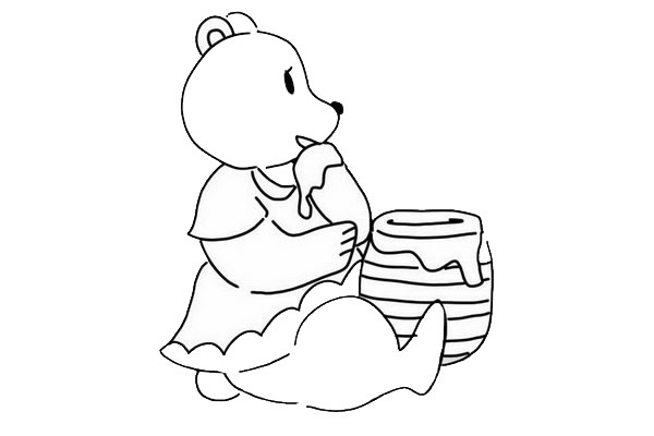 吃蜂蜜的小熊简笔画