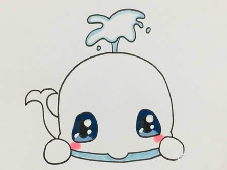 喷水的鲸鱼简笔画