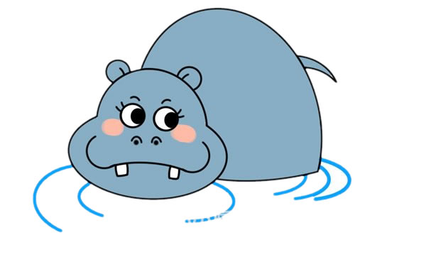 趴在水中的河马简笔画 趴在水中的河马简笔画