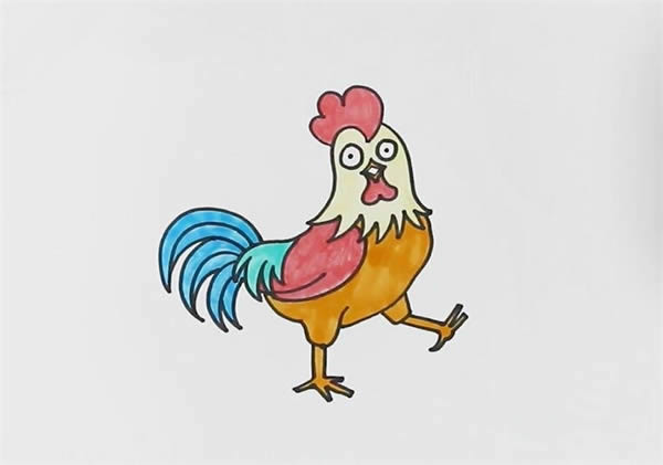 彩色的大公鸡简笔画