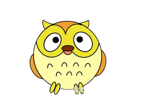 圆鼓鼓的猫头鹰简笔画