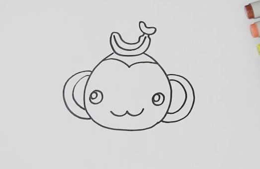 头顶香蕉的可爱猴子简笔画 头顶香蕉的可爱猴子简笔画