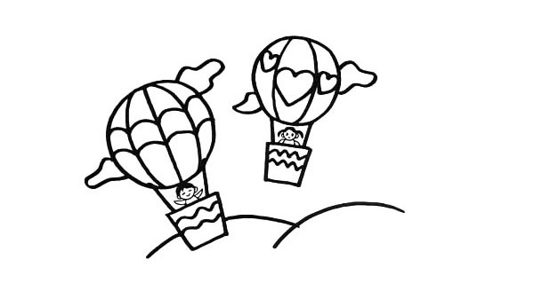 卡通的热气球简笔画 卡通的热气球简笔画