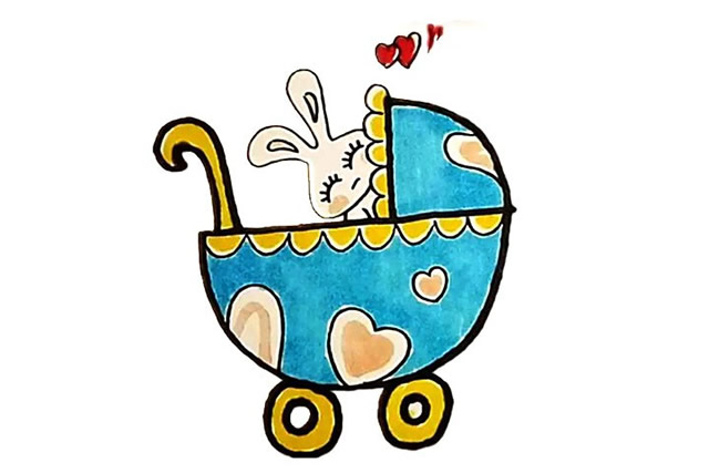 可爱的婴儿车简笔画步骤